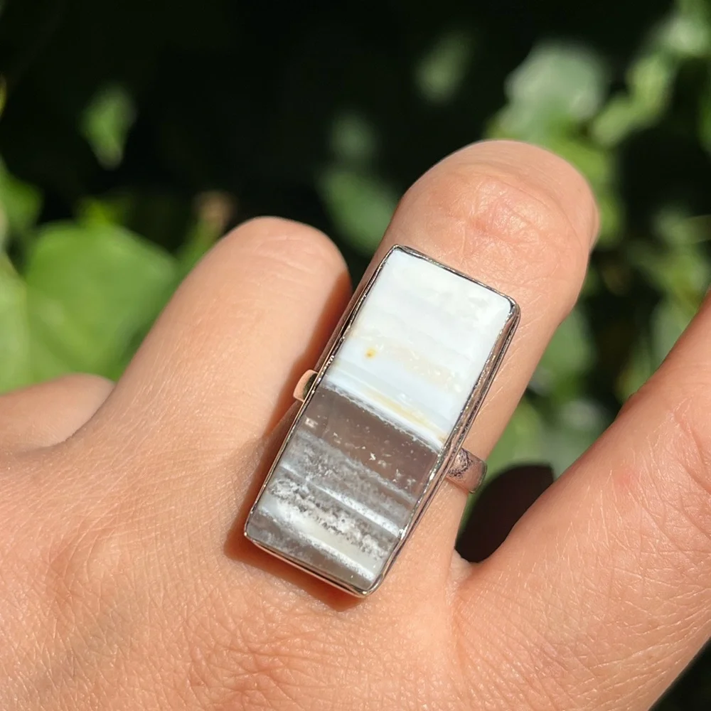Size 8.5 925 silver plated‎ scenery Owhyee Opal ring